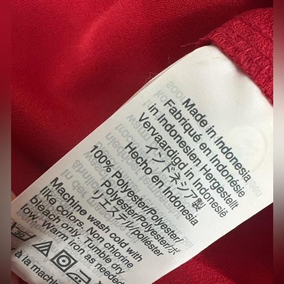 J Crew Mercantile Sz L Women Red Off The Shoulder 3/4 Sleeve Lightweight Blouse - Picture 3 of 8